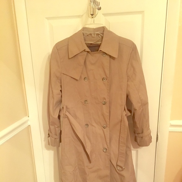 Burberry Beige Lined Double Ted Trench Coat Size M Uk 12